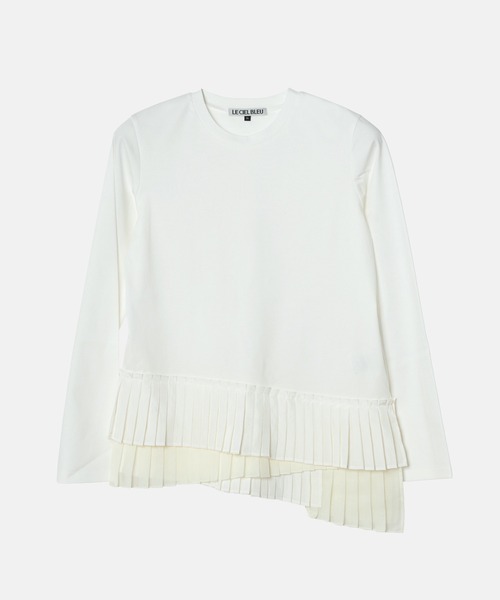 LE CIEL BLEU(ルシェルブルー)の「ロングスリーブジャージートップw/フリルヘム / Long Sleeve Jersey Top w/Frilled Hem(Tシャツ/カットソー・レディース・ホワイト/チャコールグレー/ブラック・36)」の9枚目の写真