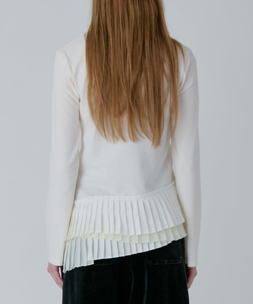 LE CIEL BLEU(ルシェルブルー)の「ロングスリーブジャージートップw/フリルヘム / Long Sleeve Jersey Top w/Frilled Hem(Tシャツ/カットソー・レディース・ホワイト/チャコールグレー/ブラック・36)」の8枚目の写真