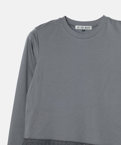 LE CIEL BLEU(ルシェルブルー)の「ロングスリーブジャージートップw/フリルヘム / Long Sleeve Jersey Top w/Frilled Hem(Tシャツ/カットソー・レディース・ホワイト/チャコールグレー/ブラック・36)」の19枚目の写真