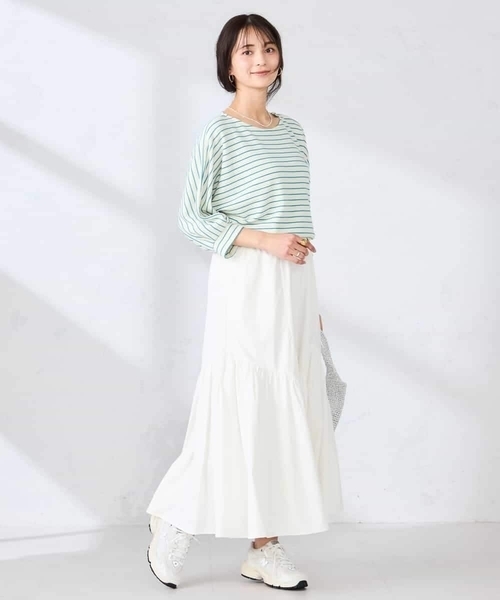 a.v.v(アーヴェヴェ)の「ボーダードルマントップス【WEB限定】(Tシャツ/カットソー・レディース・ミント/クリーム/ブルー/アイボリー・36/40/38)」の14枚目の写真