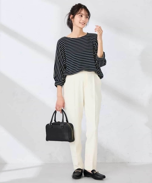 a.v.v(アーヴェヴェ)の「ボーダードルマントップス【WEB限定】(Tシャツ/カットソー・レディース・ミント/クリーム/ブルー/アイボリー・36/40/38)」の19枚目の写真