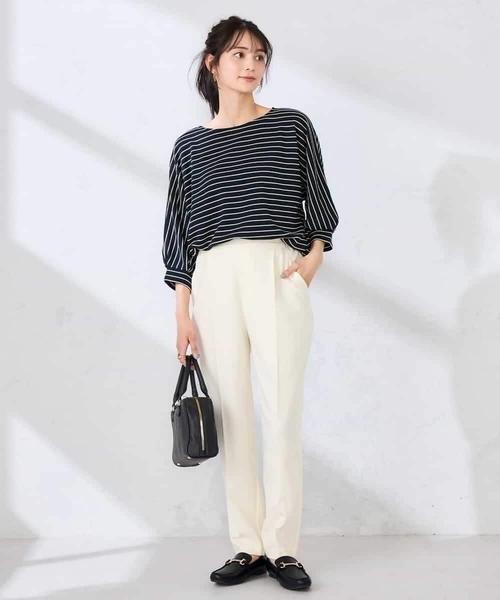 a.v.v(アーヴェヴェ)の「ボーダードルマントップス【WEB限定】(Tシャツ/カットソー・レディース・ミント/クリーム/ブルー/アイボリー・36/40/38)」の21枚目の写真
