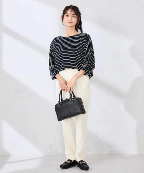 a.v.v(アーヴェヴェ)の「ボーダードルマントップス【WEB限定】(Tシャツ/カットソー・レディース・ミント/クリーム/ブルー/アイボリー・36/40/38)」の22枚目の写真