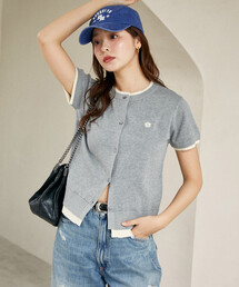 PUBLUX | MARY QUANT × PUBLUX/マリークワント レイヤード風 ショートスリーブ ニット カーディガン　限定展開(カーディガン/ボレロ)