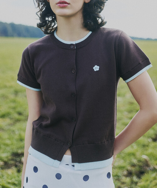 MARY QUANT(マリークワント)の「【待望の再入荷!】MARY QUANT × PUBLUX/マリークワント レイヤード風 ショートスリーブ ニット カーディガン 限定展開(カーディガン/ボレロ・レディース・ブラック/ネイビー/グレー/ブラウン・フリ-)」の5枚目の写真