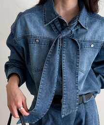 fredy emue | 《セットアップ対応》デニムボウタイクロップドシャツ(シャツ/ブラウス)