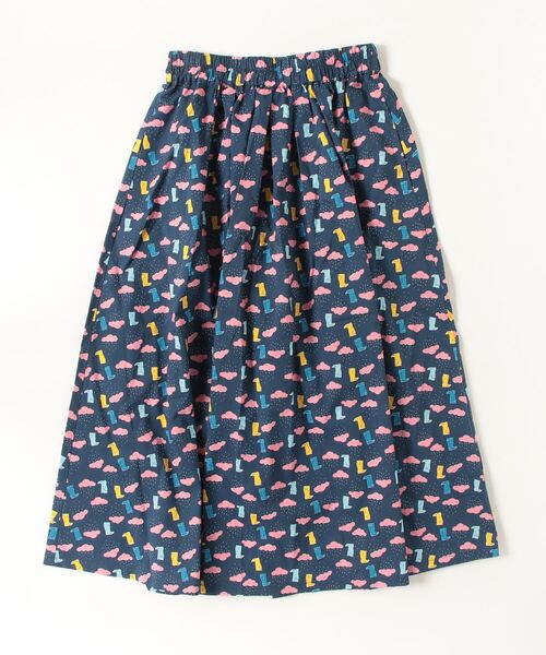 sandy（サンディー）の「プリントタック＆ギャザースカート（スカート・レディース・ネイビー/キナリ/ブルーグレー/オフホワイト・FREE）」の4枚目の写真