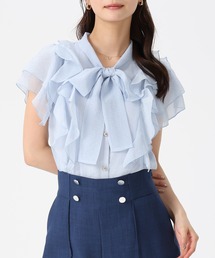 MISCH MASCH | 2026春夏新作 ボウタイフリルシアーラメブラウス(シャツ/ブラウス)