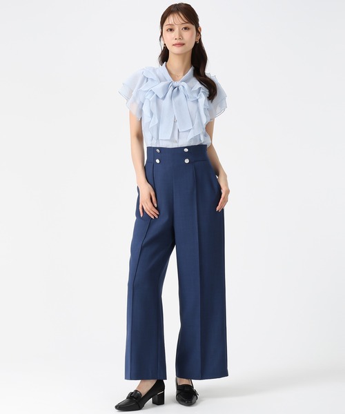 MISCH MASCH（ミッシュマッシュ）の「2026春夏新作 ボウタイフリルシアーラメブラウス（シャツ/ブラウス・レディース・グリーン/ホワイト/ブルー・ﾌﾘ-）」の10枚目の写真