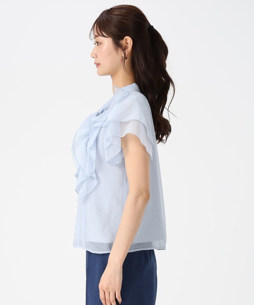 MISCH MASCH（ミッシュマッシュ）の「2026春夏新作 ボウタイフリルシアーラメブラウス（シャツ/ブラウス・レディース・グリーン/ホワイト/ブルー・ﾌﾘ-）」の11枚目の写真