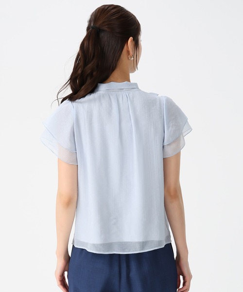 MISCH MASCH（ミッシュマッシュ）の「2026春夏新作 ボウタイフリルシアーラメブラウス（シャツ/ブラウス・レディース・グリーン/ホワイト/ブルー・ﾌﾘ-）」の12枚目の写真