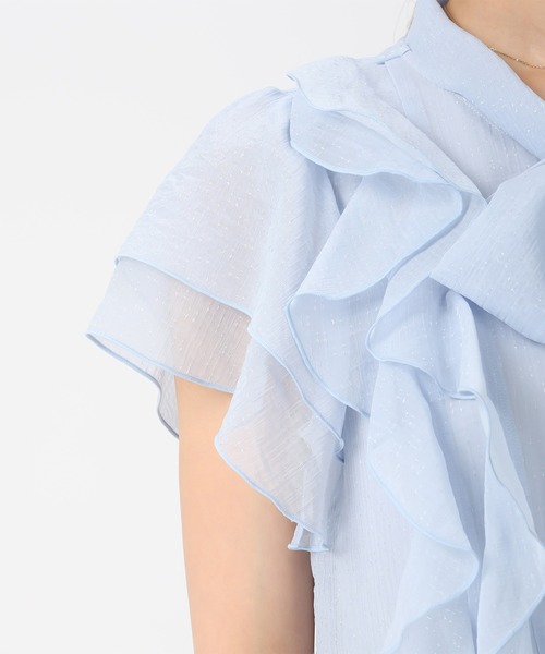 MISCH MASCH（ミッシュマッシュ）の「2026春夏新作 ボウタイフリルシアーラメブラウス（シャツ/ブラウス・レディース・グリーン/ホワイト/ブルー・ﾌﾘ-）」の14枚目の写真