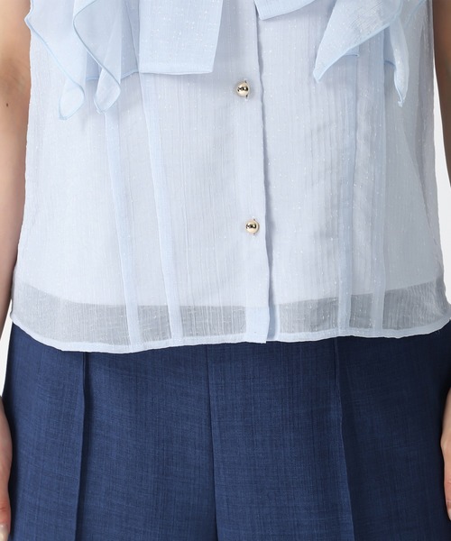 MISCH MASCH（ミッシュマッシュ）の「2026春夏新作 ボウタイフリルシアーラメブラウス（シャツ/ブラウス・レディース・グリーン/ホワイト/ブルー・ﾌﾘ-）」の16枚目の写真