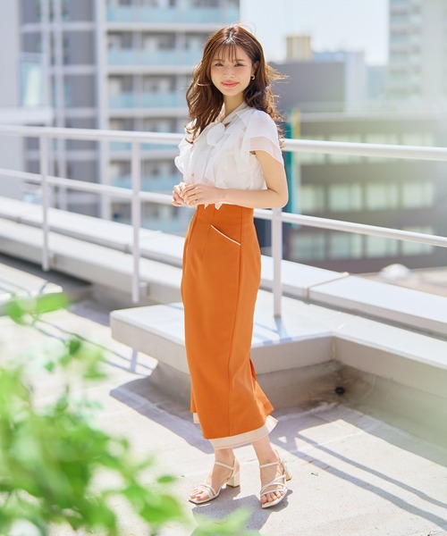 MISCH MASCH(ミッシュマッシュ)の「2026春夏新作 ボウタイフリルシアーラメブラウス(シャツ/ブラウス・レディース・グリーン/ホワイト/ブルー・フリ-)」の18枚目の写真