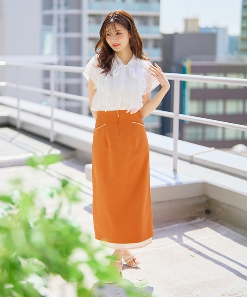 MISCH MASCH(ミッシュマッシュ)の「2026春夏新作 ボウタイフリルシアーラメブラウス(シャツ/ブラウス・レディース・グリーン/ホワイト/ブルー・フリ-)」の20枚目の写真