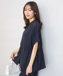 MK MICHEL KLEIN（エムケーミッシェルクラン）の「バンドカラーブラウス 接触冷感 UVカット 防シワ 通気性 洗える（シャツ/ブラウス）」