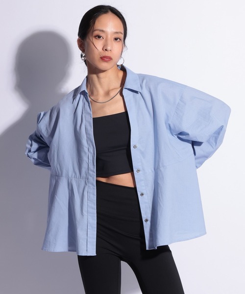 HEREIAM(ヘレイアム)の「【HEREIAM】テックリネンペプラムシャツ(シャツ/ブラウス・レディース・スカイブルー/ブラック/モカ・FREE)」の4枚目の写真