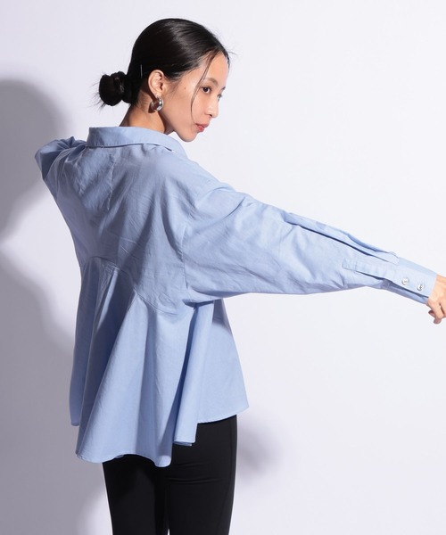 HEREIAM(ヘレイアム)の「【HEREIAM】テックリネンペプラムシャツ(シャツ/ブラウス・レディース・スカイブルー/ブラック/モカ・FREE)」の6枚目の写真