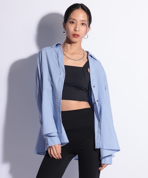 HEREIAM(ヘレイアム)の「【HEREIAM】テックリネンペプラムシャツ(シャツ/ブラウス・レディース・スカイブルー/ブラック/モカ・FREE)」の7枚目の写真