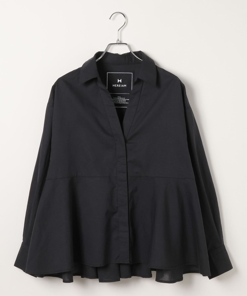 HEREIAM(ヘレイアム)の「【HEREIAM】テックリネンペプラムシャツ(シャツ/ブラウス・レディース・スカイブルー/ブラック/モカ・FREE)」の9枚目の写真