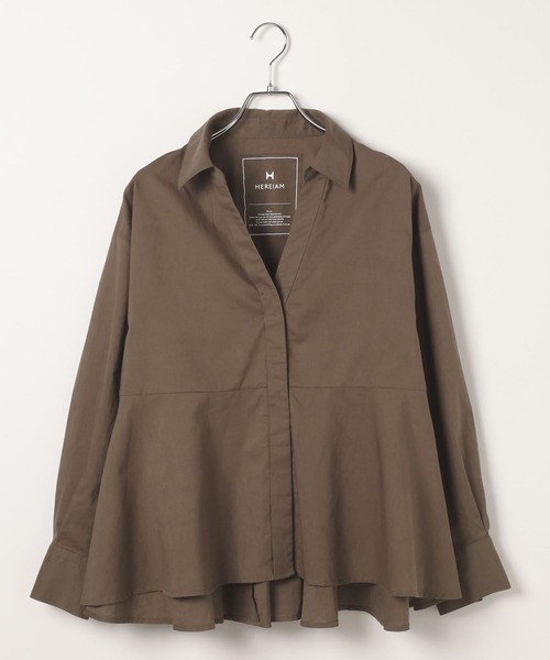 HEREIAM(ヘレイアム)の「【HEREIAM】テックリネンペプラムシャツ(シャツ/ブラウス・レディース・スカイブルー/ブラック/モカ・FREE)」の10枚目の写真