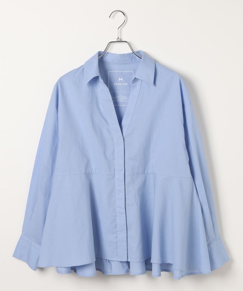 HEREIAM(ヘレイアム)の「【HEREIAM】テックリネンペプラムシャツ(シャツ/ブラウス・レディース・スカイブルー/ブラック/モカ・FREE)」の11枚目の写真