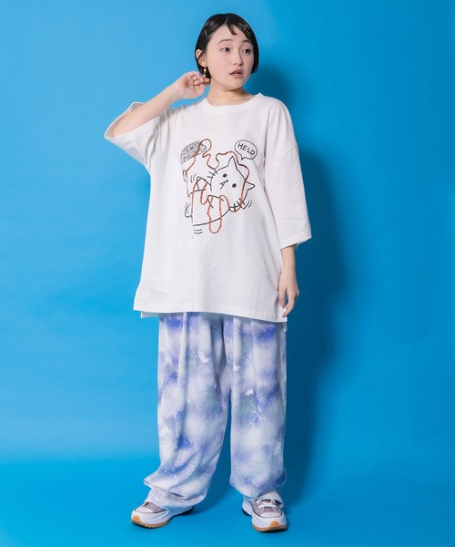 ScoLar Parity（スカラーパリティ）の「361121：カセットテープにからまるネコTシャツ（Tシャツ/カットソー・レディース・イエロー/ブラック/オフホワイト・M/S）」の4枚目の写真