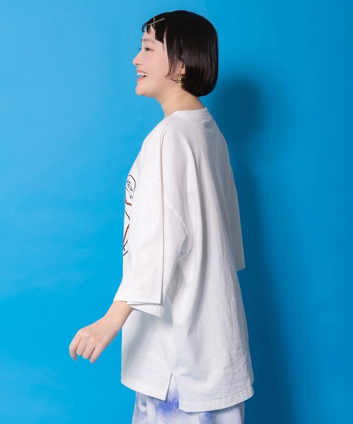 ScoLar Parity（スカラーパリティ）の「361121：カセットテープにからまるネコTシャツ（Tシャツ/カットソー・レディース・イエロー/ブラック/オフホワイト・M/S）」の6枚目の写真