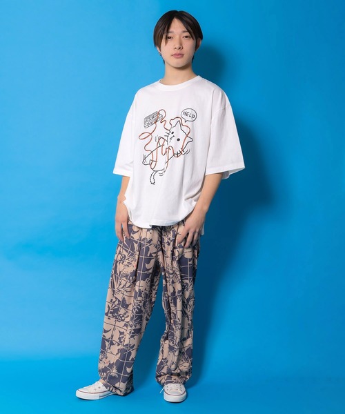 ScoLar Parity（スカラーパリティ）の「361121：カセットテープにからまるネコTシャツ（Tシャツ/カットソー・レディース・イエロー/ブラック/オフホワイト・M/S）」の12枚目の写真