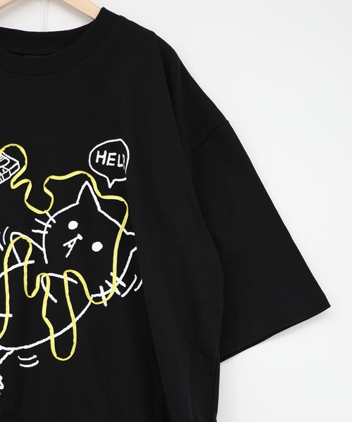 ScoLar Parity（スカラーパリティ）の「361121：カセットテープにからまるネコTシャツ（Tシャツ/カットソー・レディース・イエロー/ブラック/オフホワイト・M/S）」の19枚目の写真