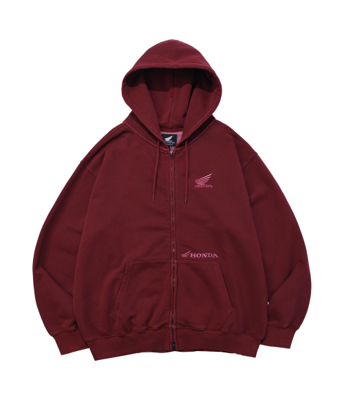 Pigment Hoodie Zip‑Up Burgundy