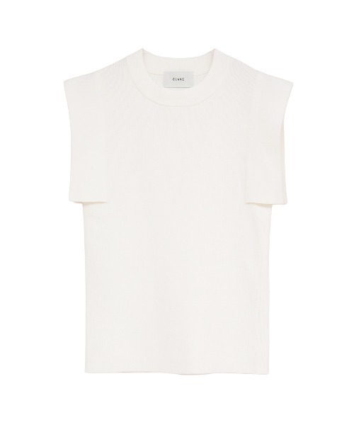 CLANE(クラネ)の「SQUARE SLEEVE KNIT TOPS(ニット/セーター・レディース・チャコールグレー/ブルー/ホワイト系/ホワイト・1/2)」の2枚目の写真