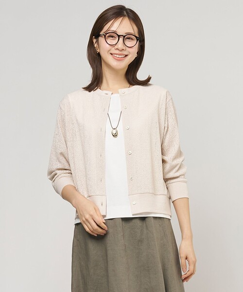 J.PRESS(ジェイプレス)の「【冷房対策に】レーシー カーディガン(カーディガン/ボレロ・レディース・ライトグレー系/ブラック系・T13)」の2枚目の写真