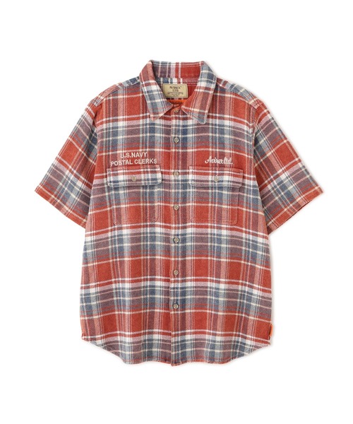 AVIREX（アヴィレックス）の「《AVIREX × UNIVERSAL OVERALL》POSTAL FLANNEL SHIRT / ポスタル フランネルシャツ / アヴィレックス / ユニバーサルオーバーオール（シャツ/ブラウス・メンズ・モスグリーン/オレンジ・L/XL/M）」の2枚目の写真