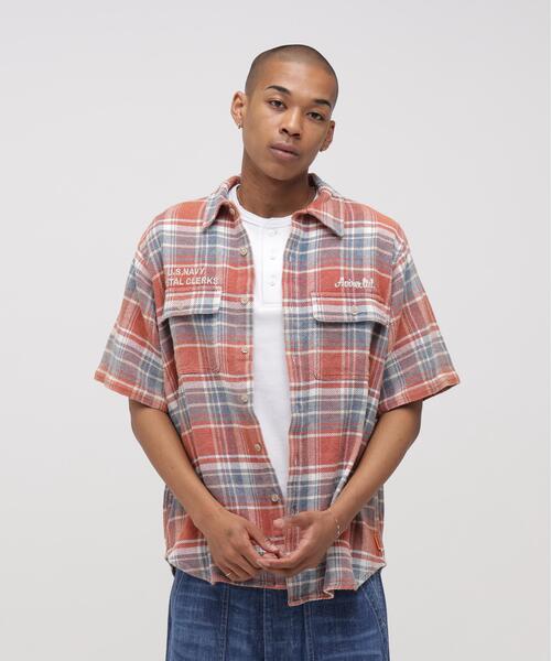 AVIREX（アヴィレックス）の「《AVIREX × UNIVERSAL OVERALL》POSTAL FLANNEL SHIRT / ポスタル フランネルシャツ / アヴィレックス / ユニバーサルオーバーオール（シャツ/ブラウス・メンズ・モスグリーン/オレンジ・L/XL/M）」の10枚目の写真