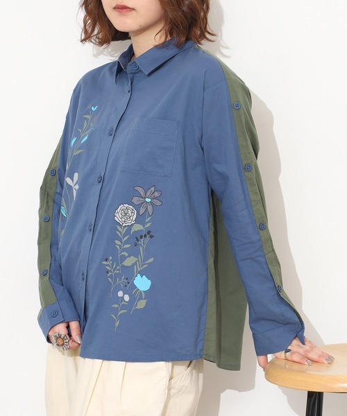 Emago(イマゴ)の「EMAGO ボタン付き配色プリントシャツ 長袖(シャツ/ブラウス・レディース・ホワイト/ピンク/ネイビー・FREE)」の12枚目の写真