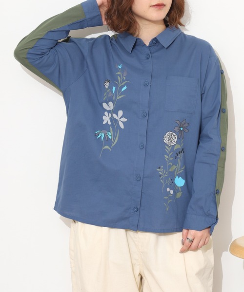 Emago(イマゴ)の「EMAGO ボタン付き配色プリントシャツ 長袖(シャツ/ブラウス・レディース・ホワイト/ピンク/ネイビー・FREE)」の13枚目の写真