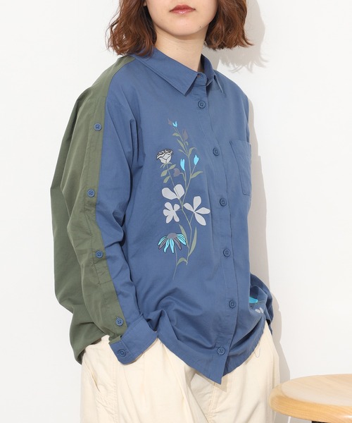 Emago(イマゴ)の「EMAGO ボタン付き配色プリントシャツ 長袖(シャツ/ブラウス・レディース・ホワイト/ピンク/ネイビー・FREE)」の14枚目の写真