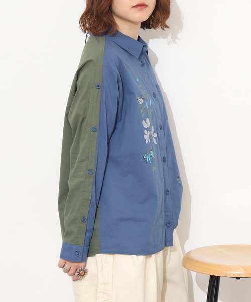 Emago(イマゴ)の「EMAGO ボタン付き配色プリントシャツ 長袖(シャツ/ブラウス・レディース・ホワイト/ピンク/ネイビー・FREE)」の15枚目の写真