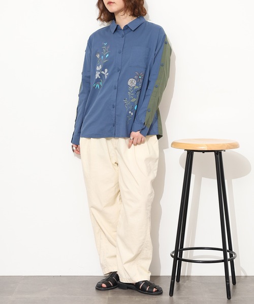 Emago(イマゴ)の「EMAGO ボタン付き配色プリントシャツ 長袖(シャツ/ブラウス・レディース・ホワイト/ピンク/ネイビー・FREE)」の16枚目の写真