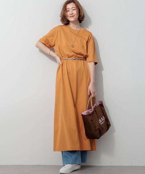 23区 L(ニジュウサンクオオキイサイズ)の「ヴィンテージライクジャージー T ワンピース(ワンピース・レディース・グレー系/オレンジ系/ブラウン系・44/46)」の6枚目の写真