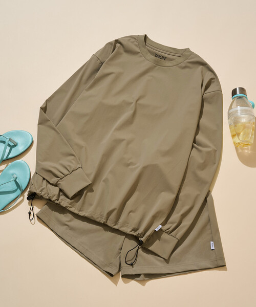 FREAK'S STORE（フリークスストア）の「限定展開 TAION × FREAK'S STORE/タイオン <UVカット・吸水速乾・接触冷感・抗菌・ストレッチ>別注 ロング スリーブ トップス ショーツ セットアップ（セットアップ・レディース・ベージュ/ライトグレー/ブラック/インディゴブルー・ﾌﾘ-）」の5枚目の写真