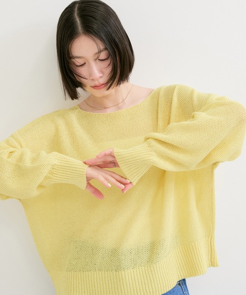 LE CERCLE par rope'（ルセルクルパーロペ）の「ペーパーヤーン2WAYニットプルオーバー（ニット/セーター・レディース・ブルー系その他2/イエロー系その他/オフホワイト・FREE）」の3枚目の写真