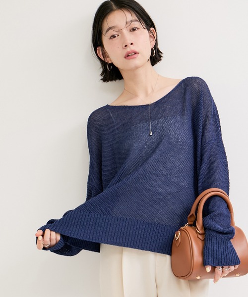 LE CERCLE par rope'（ルセルクルパーロペ）の「ペーパーヤーン2WAYニットプルオーバー（ニット/セーター・レディース・ブルー系その他2/イエロー系その他/オフホワイト・FREE）」の2枚目の写真