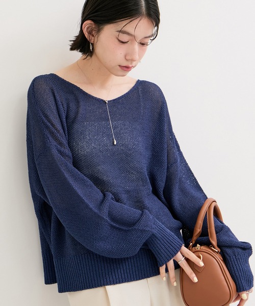 LE CERCLE par rope'（ルセルクルパーロペ）の「ペーパーヤーン2WAYニットプルオーバー（ニット/セーター・レディース・ブルー系その他2/イエロー系その他/オフホワイト・FREE）」の13枚目の写真