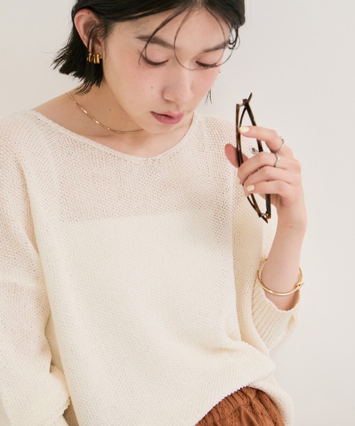 LE CERCLE par rope'（ルセルクルパーロペ）の「ペーパーヤーン2WAYニットプルオーバー（ニット/セーター・レディース・ブルー系その他2/イエロー系その他/オフホワイト・FREE）」の15枚目の写真