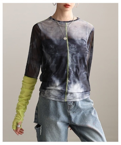 Sawa a la mode(サワアラモード)の「ギャザースリーブシアートップス(Tシャツ/カットソー・レディース・ブラック/モカ/ブラウン・FREE)」の6枚目の写真