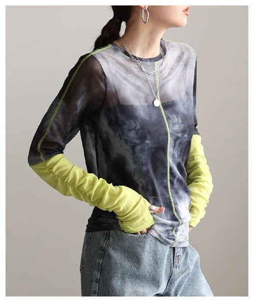 Sawa a la mode(サワアラモード)の「ギャザースリーブシアートップス(Tシャツ/カットソー・レディース・ブラック/モカ/ブラウン・FREE)」の10枚目の写真