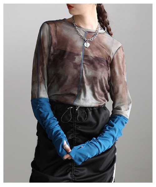 Sawa a la mode(サワアラモード)の「ギャザースリーブシアートップス(Tシャツ/カットソー・レディース・ブラック/モカ/ブラウン・FREE)」の17枚目の写真