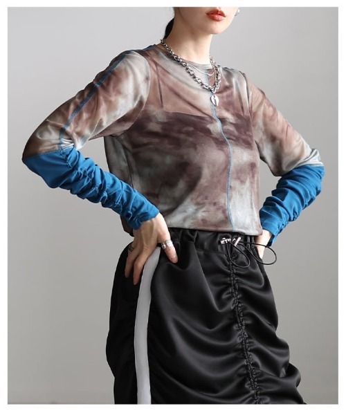 Sawa a la mode(サワアラモード)の「ギャザースリーブシアートップス(Tシャツ/カットソー・レディース・ブラック/モカ/ブラウン・FREE)」の18枚目の写真